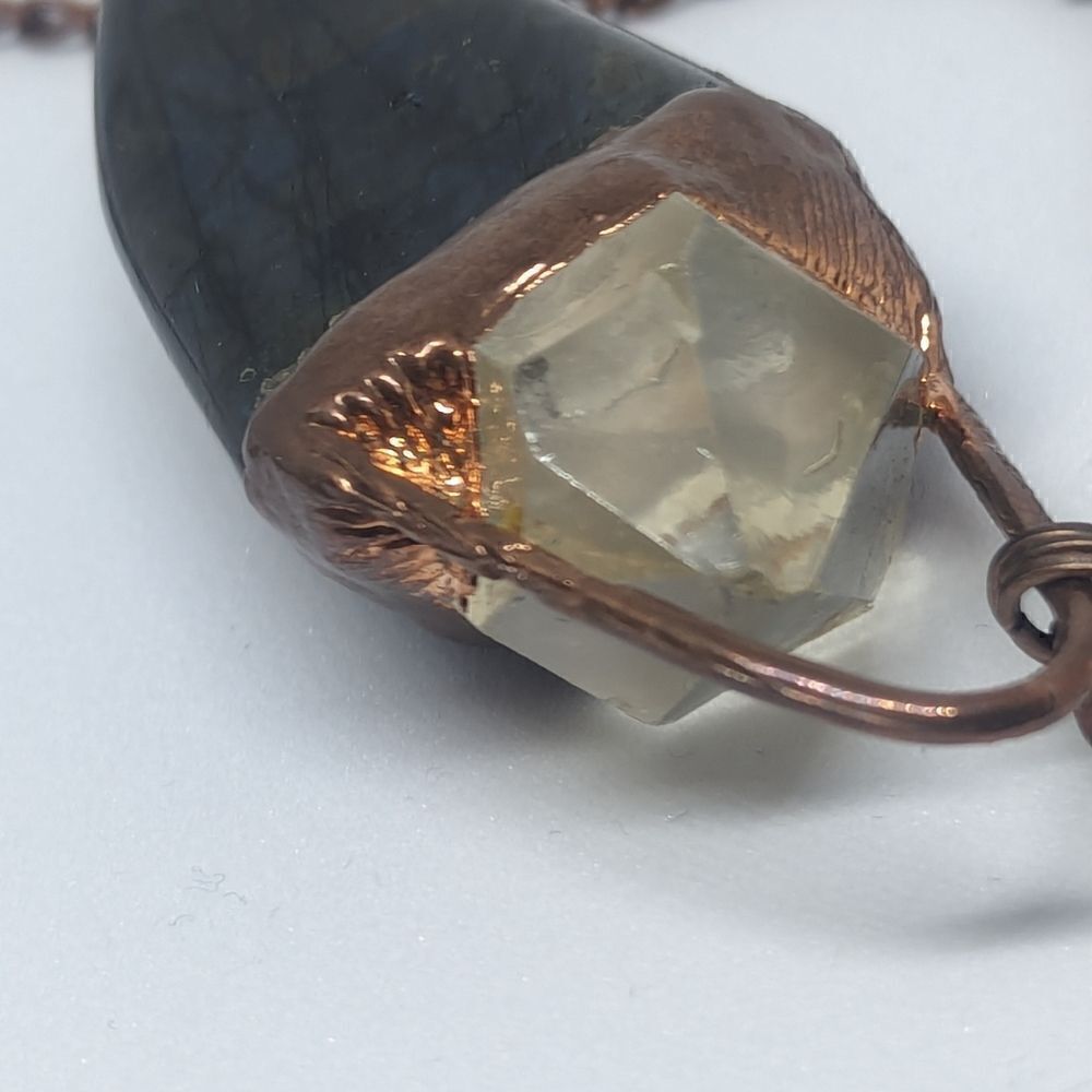 "Trepidation" Labradorite & Quartz Point Necklace - Picture 4 of 7